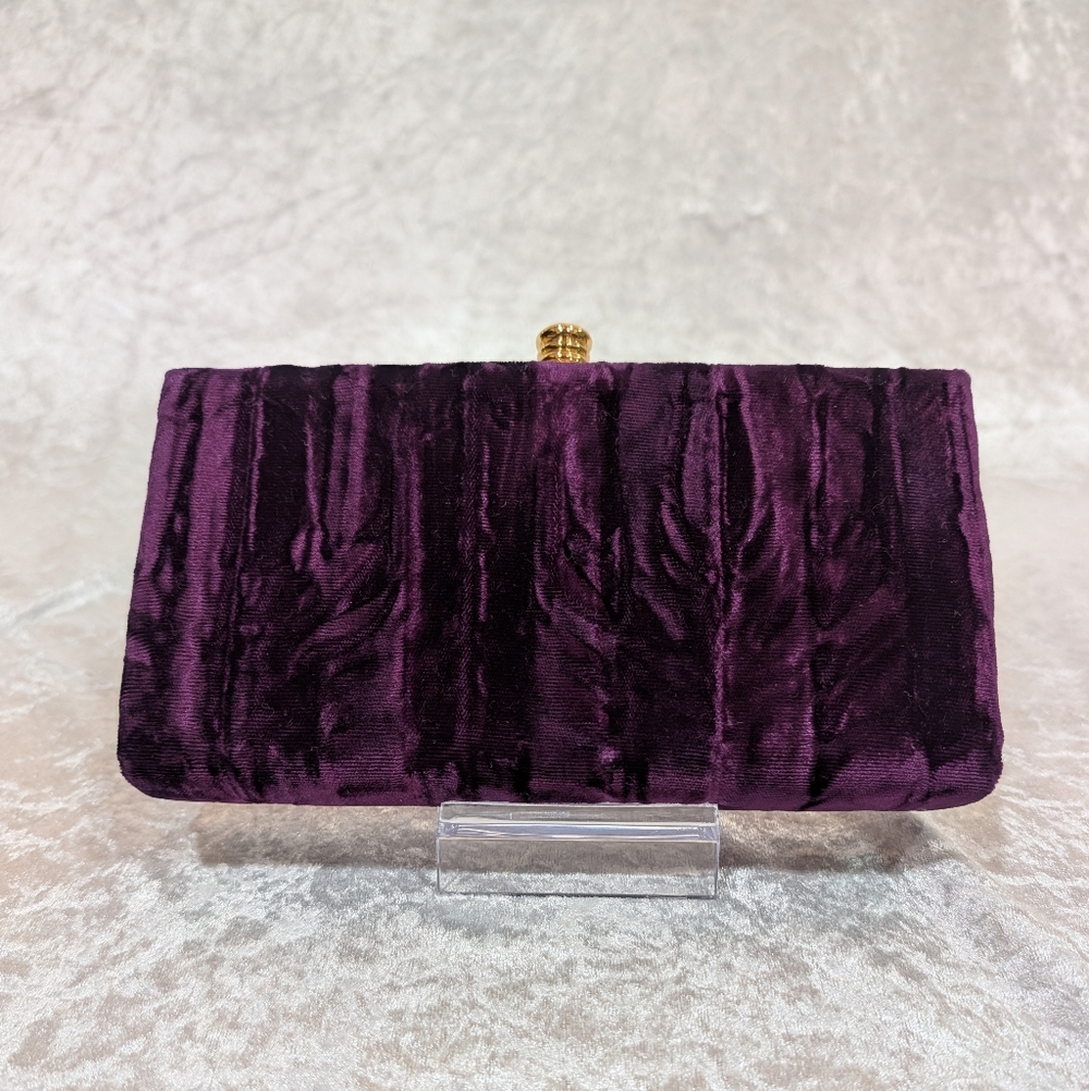 Vintage Purple Velvet Clutch With Optional Crossbody Strap